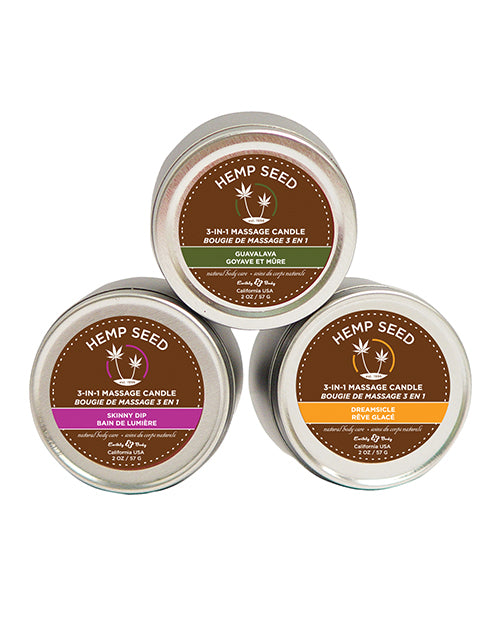 Earthly Body Massage Candle Trio Gift Bag - 2 Oz Skinny Dip, Dreamsicle, & Guavalva