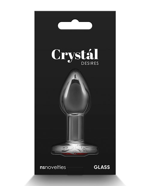 Crystal Desires Glass Heart Gem Butt Plug - Red