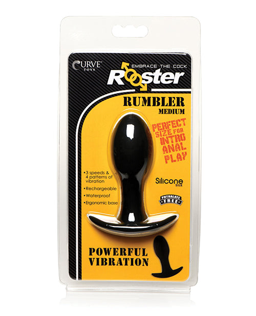 Curve Novelties Rooster Rumbler Vibrating Silicone Anal Plug - Black