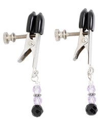 Spartacus Adjustable Broad Tip Nipple Clamps W/purple Beads