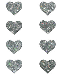 Pastease Premium Mini Glitter Hearts - Silver Pack Of 8