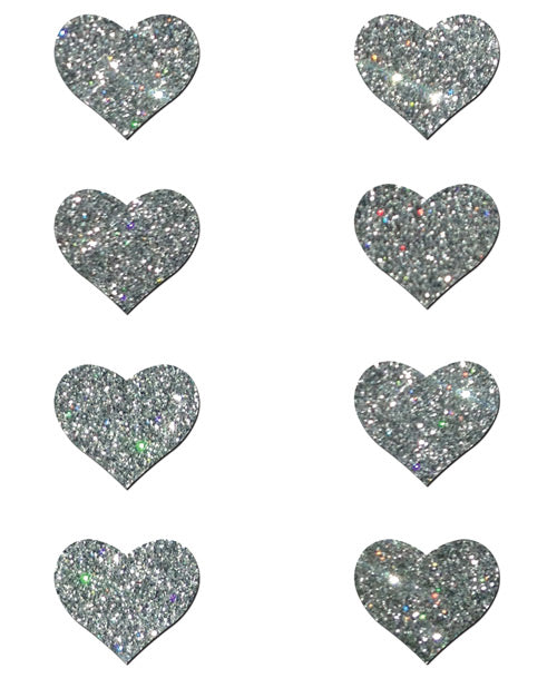 Pastease Premium Mini Glitter Hearts - Silver Pack Of 8
