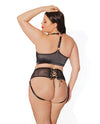 Black Label Lace Panels Harness & Panty Black Os/xl