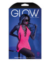 Glow Black Light Net Halter Dress Neon Pink O/s