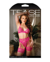 Tease Fallon Geometric Bralette, Garter Belt & Panty Pink