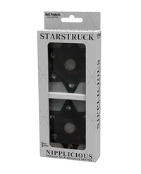 Nipplicious Starstruck  Leather Pasties W/studs & Nipple Hole - Black