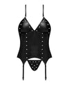 Lust Madame Corset W/metal Garters & G-string Black