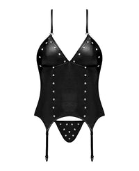 Lust Madame Corset W/metal Garters & G-string Black