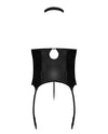 Lust Mistress Cupless Corset W/velcro Choker Collar, Metal Garters & G-string Black