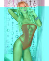 Pink Lipstick Juicebox Seamless Bodysuit Black