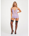 Lace & Mesh Triangle Cup Chemise W/garters & Thong