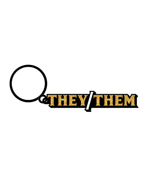 Wood Rocket They/them Keychain - Black/gold