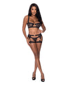Rude Awakening Balconette Bra & Stirrup Split Crotch Thong Black