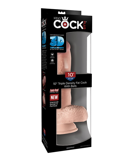 King Cock Plus 10" Triple Density Fat Cock W/balls