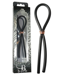 Bolo Silicone Lasso W/rose Gold Crown Slider Ring - Black