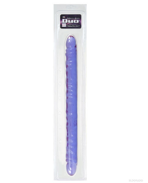 17" Slim Jim Duo Veined Super Slim Dong - Reflective Gel Purple