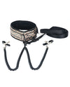 Spartacus Faux Leather Collar & Leash W/black Nipple Clamps